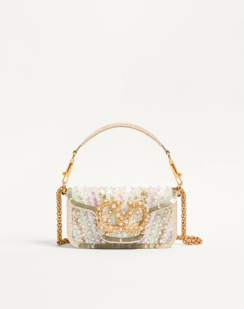 Valentino Garavani - Valentino Garavani Locò Small Embroidered Shoulder Bag With Jewel Logo - Multicolour - Woman - Shoulder Bags
